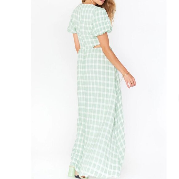 Show Me Your Mumu Eloise Plaid Cut-Out Green Maxi Dress Size XS - Picture 2 of 12